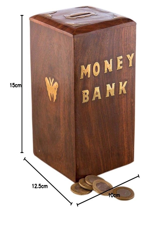 Giftoshopee Money Bank - Big Size Master Size Large Piggy Bank Wooden 8 x 5 inch for Kids and Adults (Brown) - Image 2